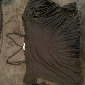 3/4 bell sleeve blouse w/ strappy/open back.